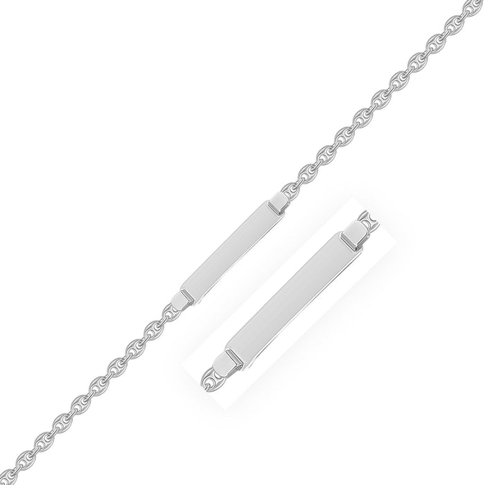 14k White Gold Figaro Chain Fancy Children's ID Bracelet by Avera Group