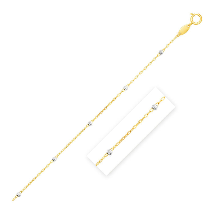 Diamond Cut Bead Links Pendant Chain in 14k Two Tone Gold (3.5mm) by Avera Group