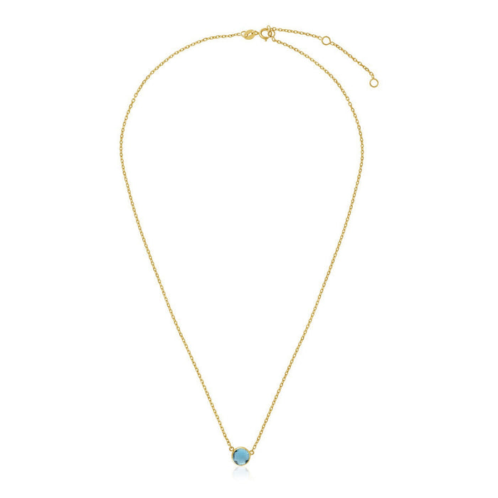 14k Yellow Gold 17 inch Necklace with Round Blue Topaz by Avera Group