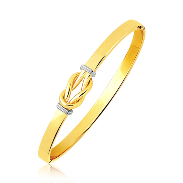 Intertwined Knot Slip On Bangle in 14k Two-Tone Gold (5.00 mm) by Avera Group