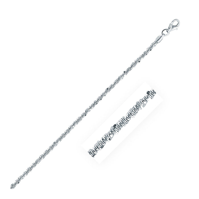 Rhodium Plated 2.2mm Sterling Silver Sparkle Style Chain by Avera Group