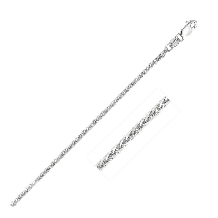 14k White Gold Square Wheat Chain (1.80 mm) by Avera Group
