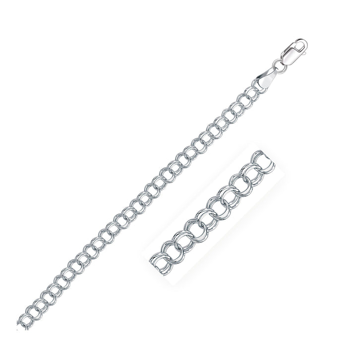 5.0 mm 14k White Gold Solid Double Link Charm Bracelet by Avera Group