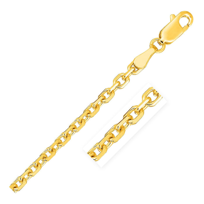 14k Yellow Gold Diamond Cut Cable Link Chain (2.60 mm) by Avera Group
