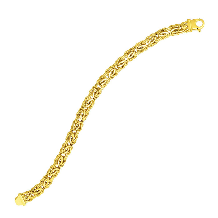 14k Yellow Gold Byzantine Link Stylish Bracelet (9.00 mm) by Avera Group