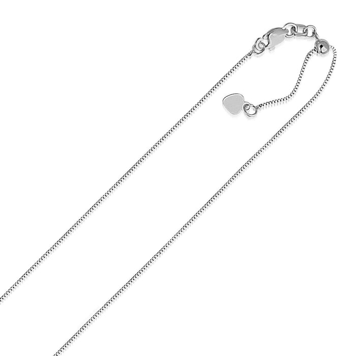 14k White Gold Adjustable Box Chain 0.7mm by Avera Group
