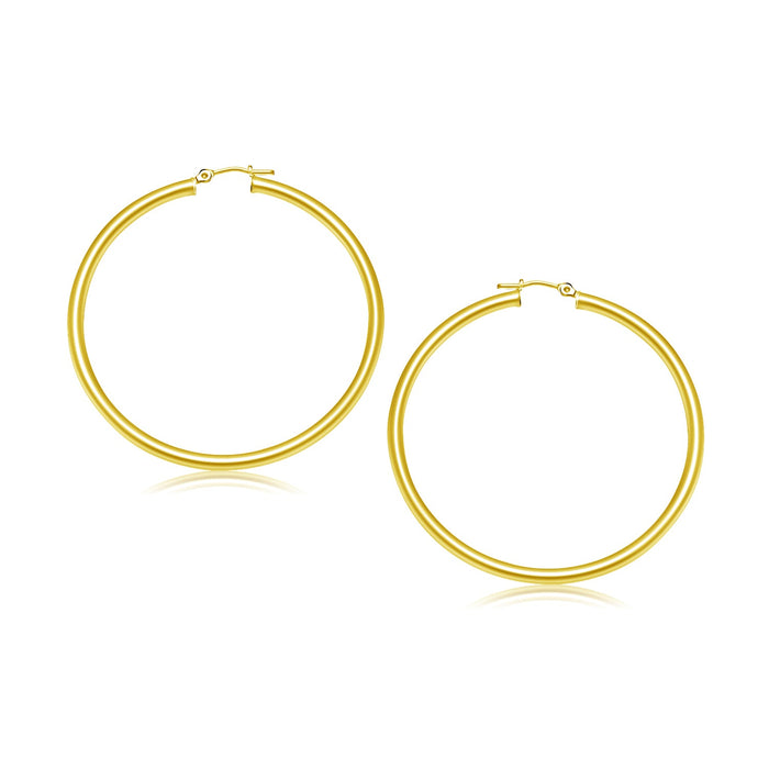 14k Yellow Gold Polished Hoop Earrings (3x30mm) by Avera Group