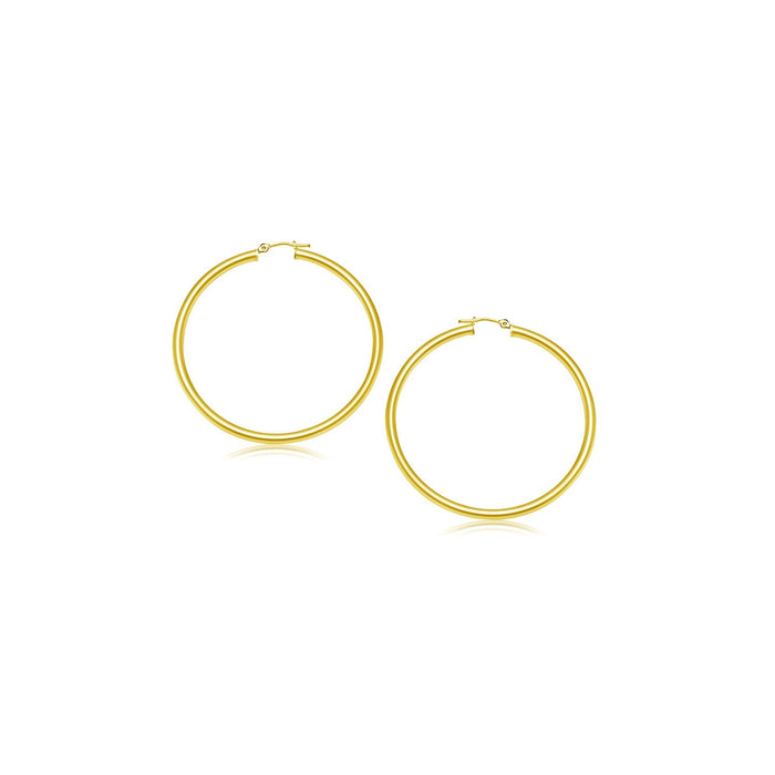 14k Yellow Gold Polished Hoop Earrings (15 mm) by Avera Group