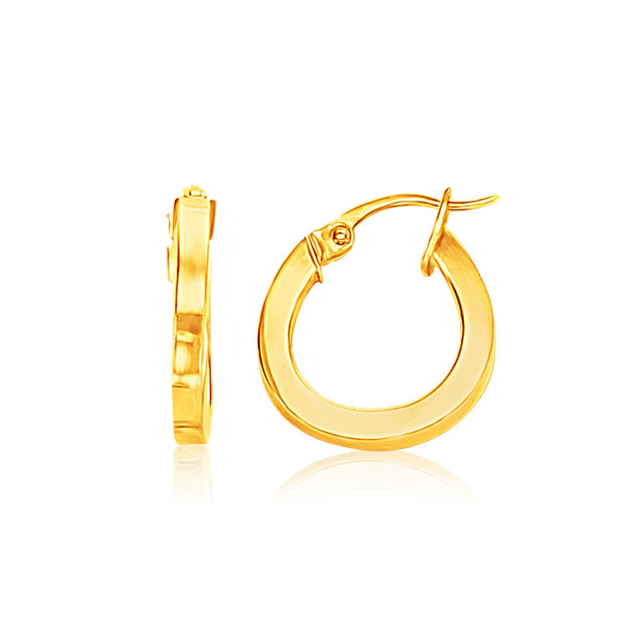 14k Yellow Gold Flat Side Small Hoop Earrings(3x10mm) by Avera Group