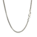 Rhodium Plated 2.5mm Sterling Silver Popcorn Style Chain (2.50 mm) by Avera Group