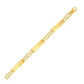 14k Two-Tone Gold Fancy Bar Style Men's Bracelet with Curved Connectors by Avera Group