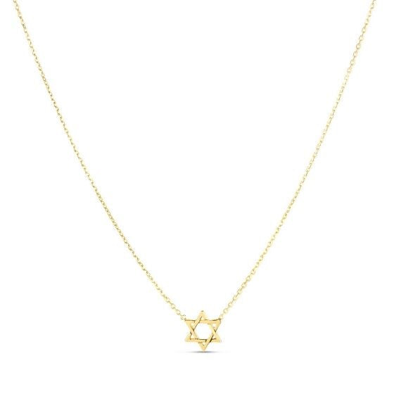 14k Yellow Gold Star of David Necklace by Avera Group