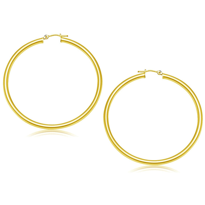 14k Yellow Gold Polished Hoop Earrings (3x50mm) by Avera Group