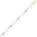 14k Two Tone Gold Anklet with Diamond Cut Heart Style Stations by Avera Group