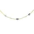 14k Two Tone Gold Anklet with Diamond Cut Heart Style Stations by Avera Group