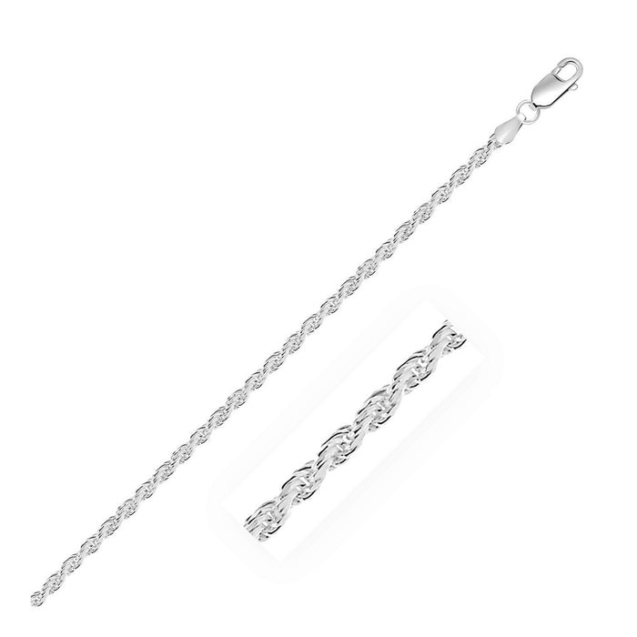 Sterling Silver 2.9mm Diamond Cut Rope Style Chain by Avera Group