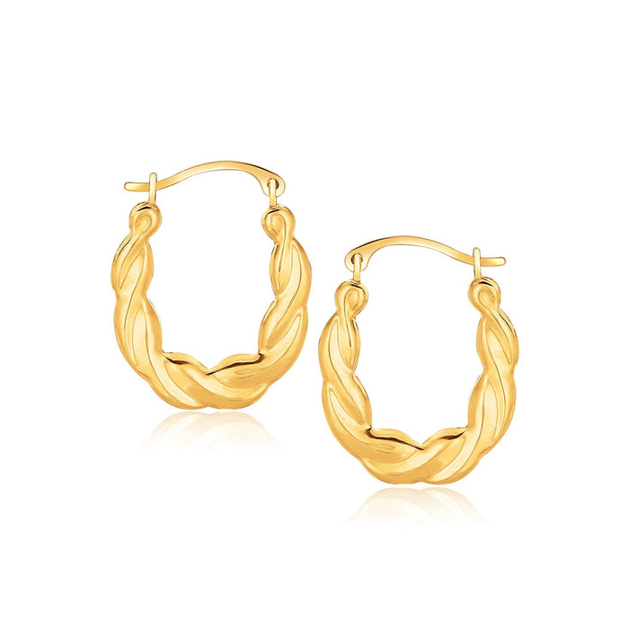 10k Yellow Gold Oval Twist Hoop Earrings by Avera Group