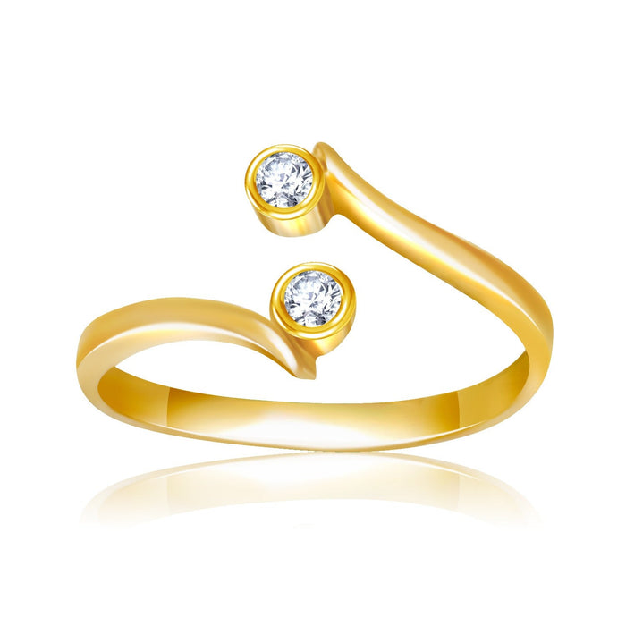 14k Yellow Gold Cubic Zirconia Accented Curve Ended Toe Ring by Avera Group