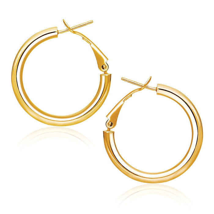 14k Yellow Gold High Polish Hoop Earrings (0.78 inch Diameter) by Avera Group