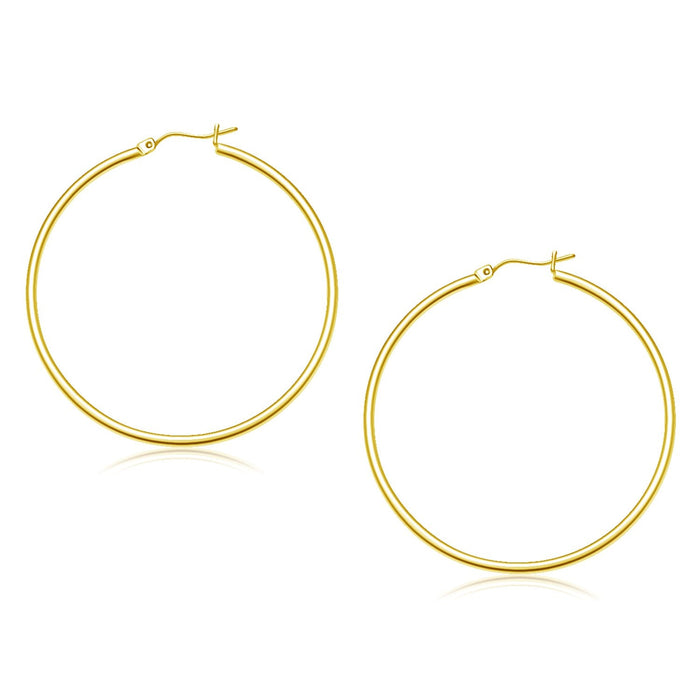 14k Yellow Gold Polished Hoop Earrings (2x45mm) by Avera Group