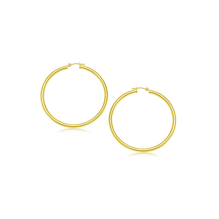 14k Yellow Gold Polished Hoop Earrings (2- mm) by Avera Group