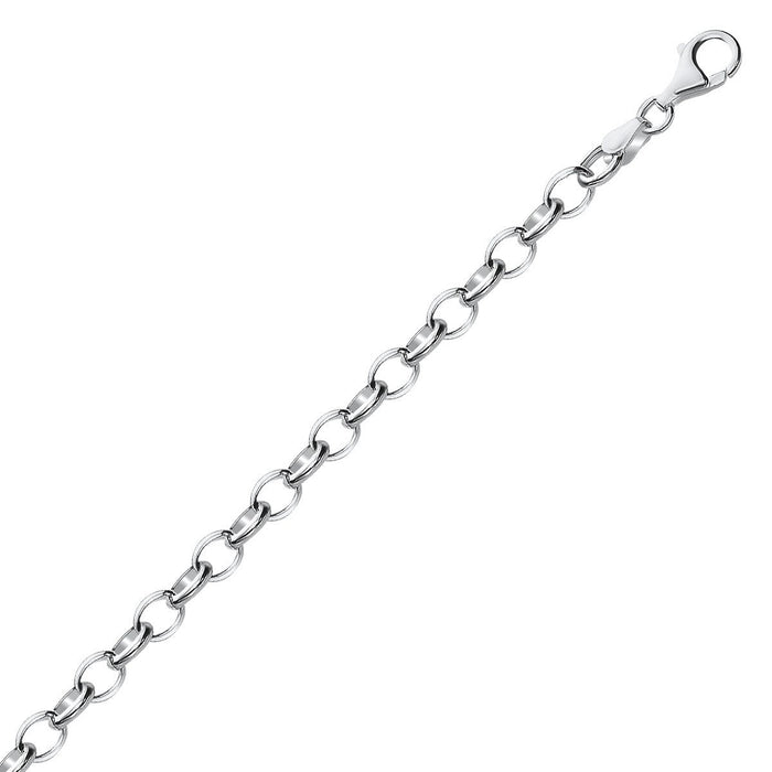 Sterling Silver Polished Charm Bracelet with Rhodium Plating (5.10 mm) by Avera Group