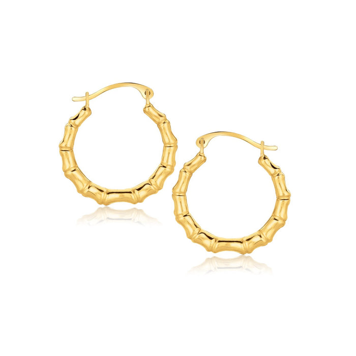 10k Yellow Gold Branch Motif Hoop Earrings by Avera Group