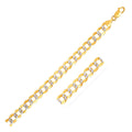 14k Two Tone Gold Pave Curb Bracelet (7.00 mm) by Avera Group