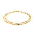 14k Two Tone Gold Pave Curb Bracelet (7.00 mm) by Avera Group
