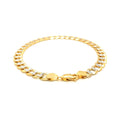 14k Two Tone Gold Pave Curb Bracelet (7.00 mm) by Avera Group