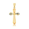 14k Tri Color Gold Cross Motif Pendant with Textured Finish