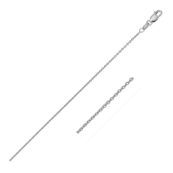 14k White Gold Round Cable Link Chain 1.1 mm by Avera Group