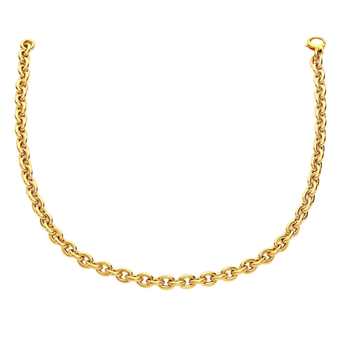 14k Yellow Gold Polished Cable Link Necklace by Avera Group