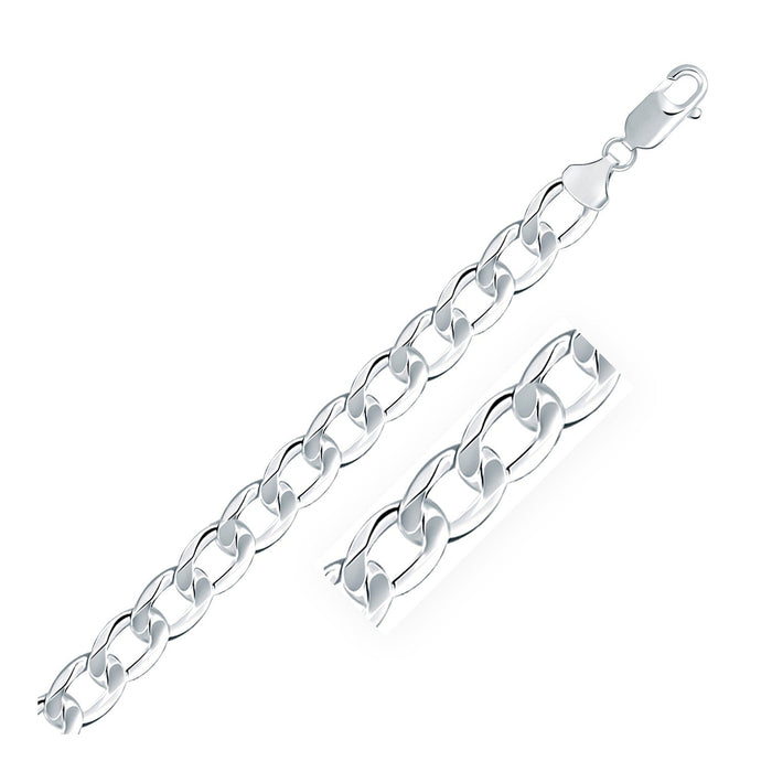 Rhodium Plated 8.4mm Sterling Silver Curb Style Chain by Avera Group