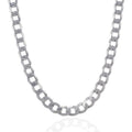 Rhodium Plated 8.4mm Sterling Silver Curb Style Chain by Avera Group