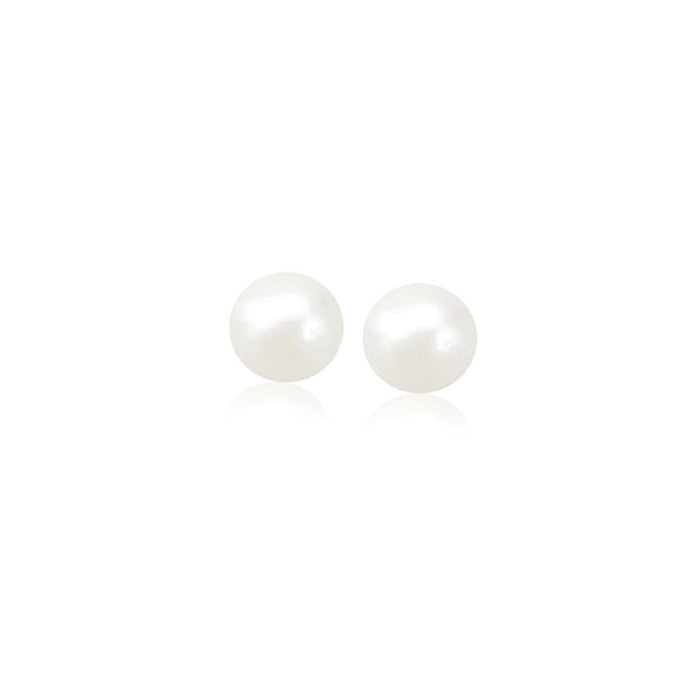 14k Yellow Gold Freshwater Cultured White Pearl Stud Earrings (5.0 mm) by Avera Group