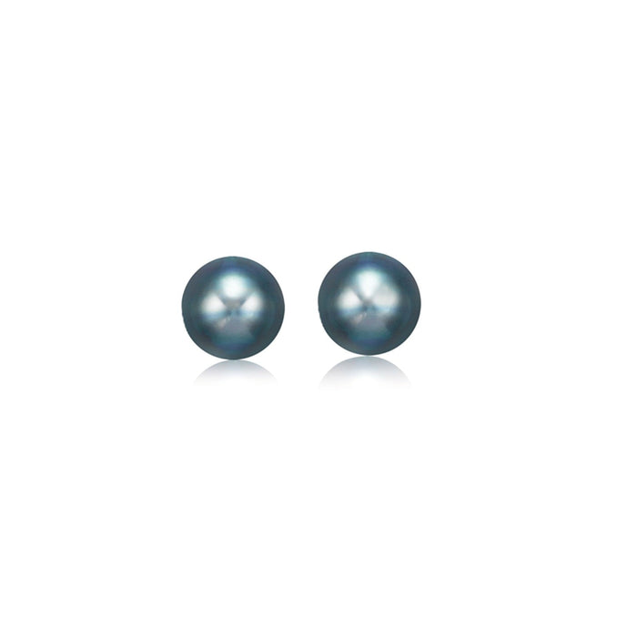 14k Yellow Gold Cultured Black Pearl Stud Earrings (6.0 mm) by Avera Group