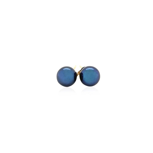 14k Yellow Gold Cultured Black Pearl Stud Earrings (6.0 mm) by Avera Group