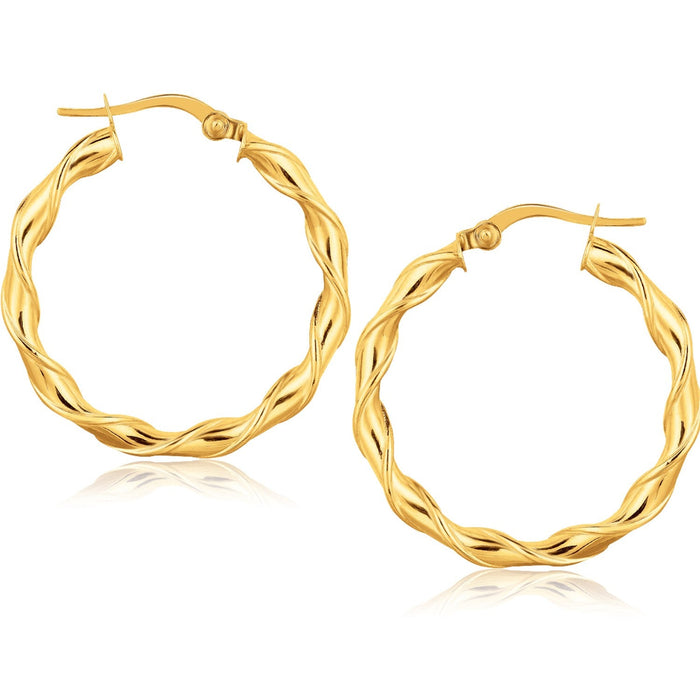 14k Yellow Gold Hoop Earrings (1 1/8 inch) by Avera Group