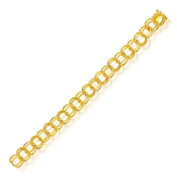 14k Yellow Gold Solid Double Link Charm Bracelet 10.0mm by Avera Group