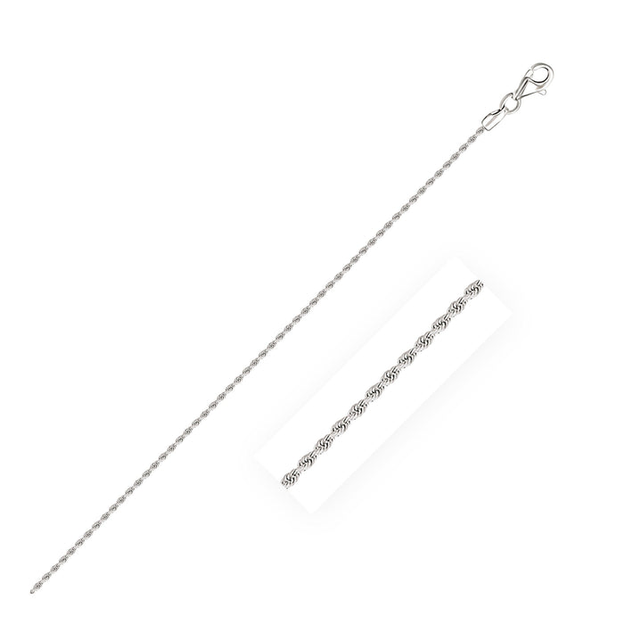 14k White Gold Solid Diamond Cut Rope Bracelet 1.5mm by Avera Group