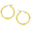 14k Yellow Gold Diamond Cut Hoop Earrings (3x25mm)