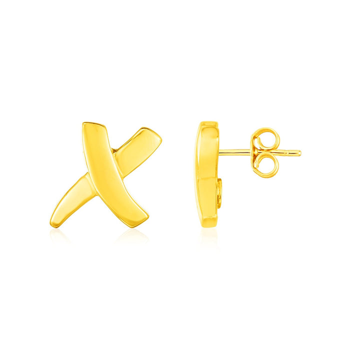 14K Yellow Gold X Earrings by Avera Group