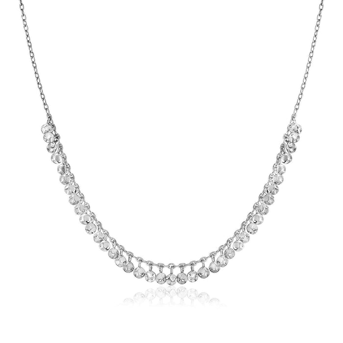 Sterling Silver 16 inch Necklace with Textured Beads by Avera Group