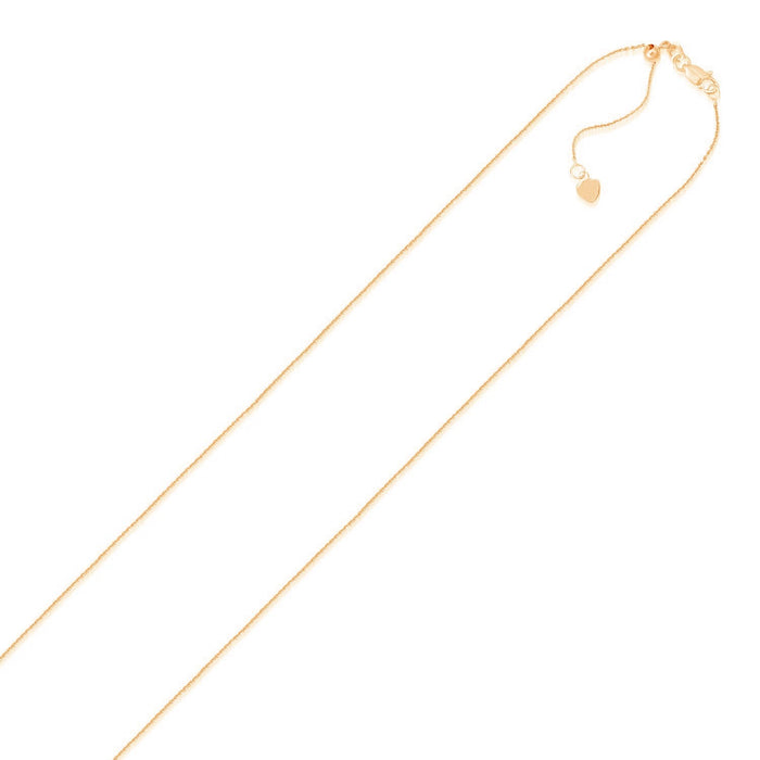 14k Rose Gold Adjustable Cable Chain (1.10 mm) by Avera Group