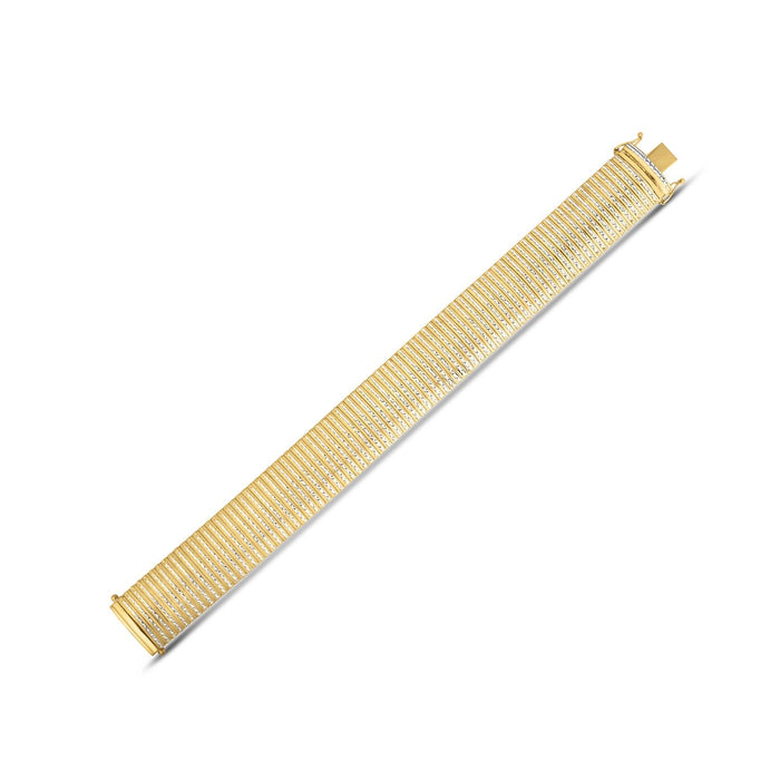14k Yellow Gold Bold Diamante Flex Bracelet by Avera Group