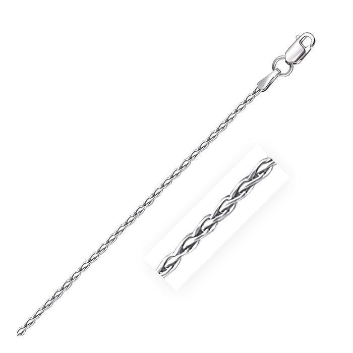 Sterling Silver Rhodium Plated Wheat Chain 1.5mm by Avera Group