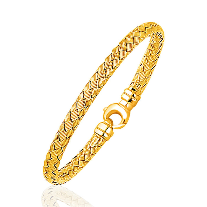 Fancy Weave Bangle in 14k Yellow Gold (5.0mm) by Avera Group