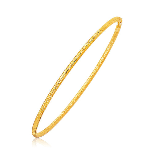 14k Yellow Gold Thin Textured Stackable Bangle (3.00 mm) by Avera Group