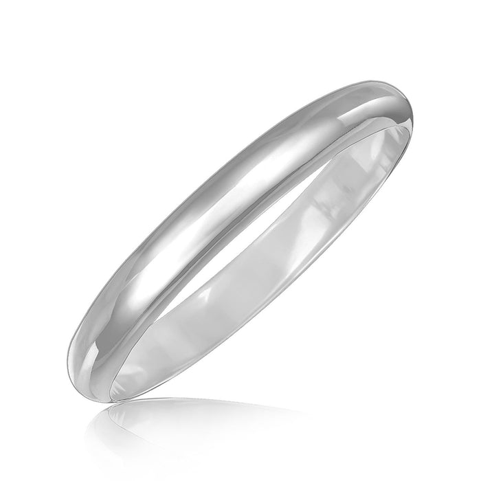 Sterling Silver Dome Style Bangle with Rhodium Plating by Avera Group